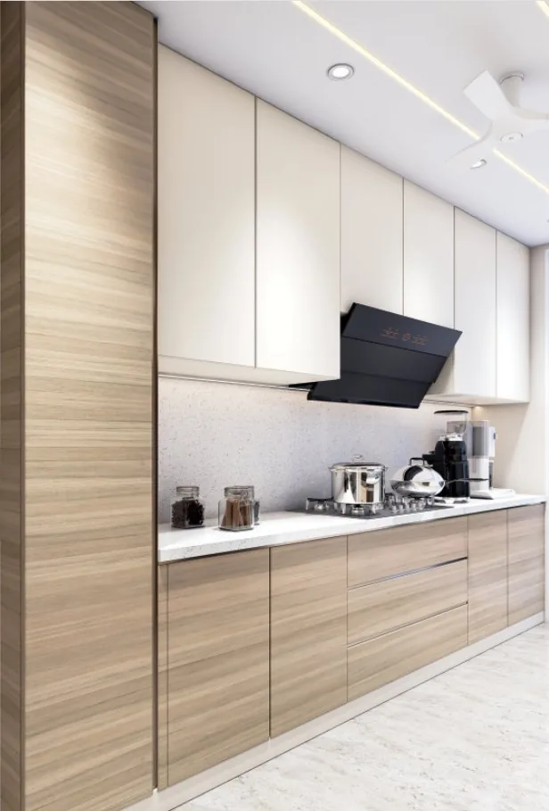 Modular kitchen with hob and chimney (artist's impression)