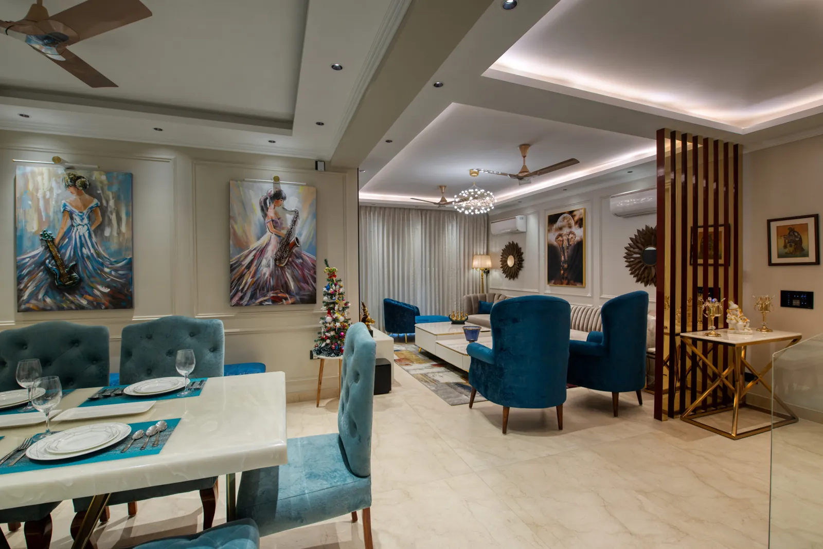 Dining area of a completed home interior (photograph)